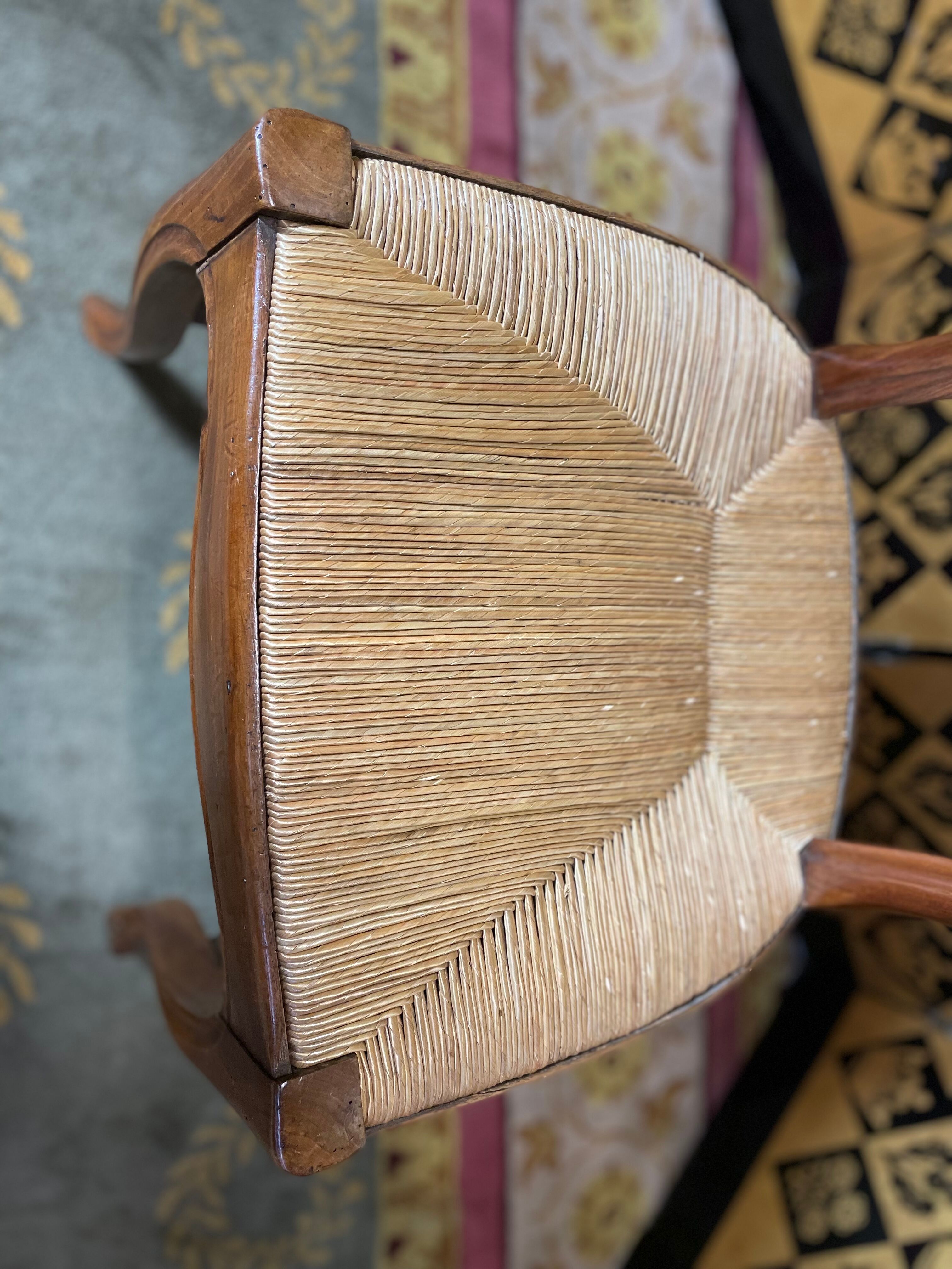 Suite of 8 Louis Philippe straw chairs