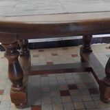 Round coffee table in oak and vintage stones