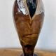 Vintage Mid-Century Modern Studio Pottery Tulip Lotus Bud Pedestal Vase - Earthen Brown & White Glaze