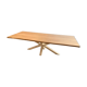 Table en chêne massif bords irréguliers avec pied métal central blanc/noir pour 10 personnes 2m60x1m
