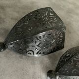 Pair of Wall Sconces in Iron with Cut-Out Patterns