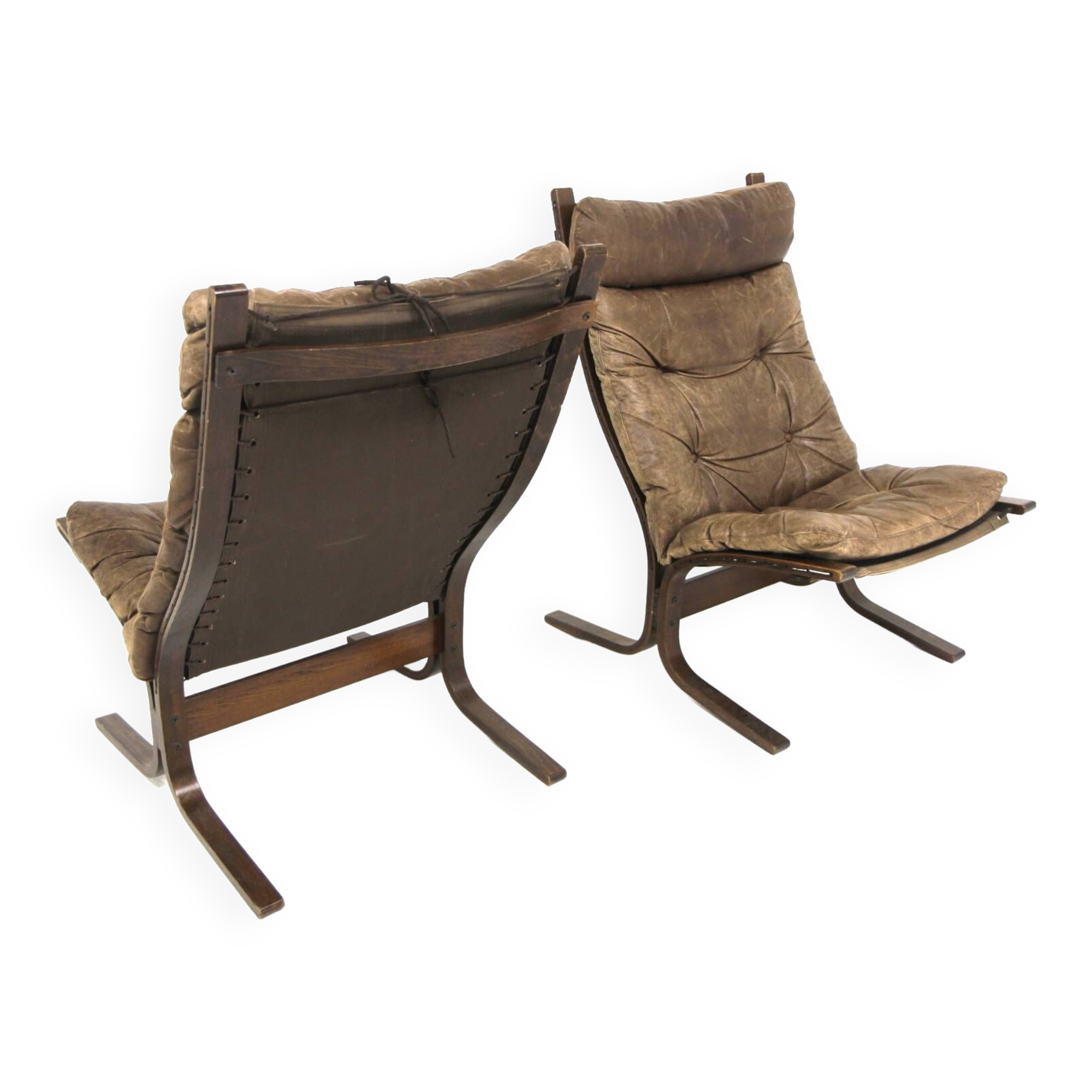 Set of 2 Siesta leather armchairs, Ingmar Relling, Norway, 1960