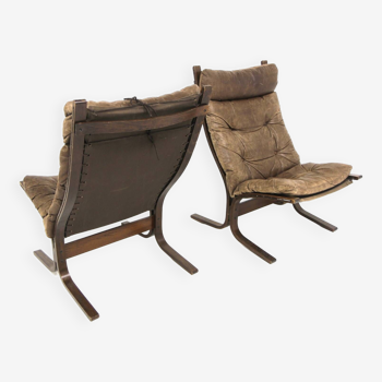 Set de 2 fauteuils en cuir Siesta, Ingmar Relling, Norvège, 1960