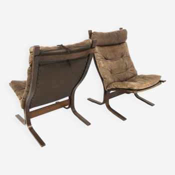 Set of 2 Siesta leather armchairs, Ingmar Relling, Norway, 1960