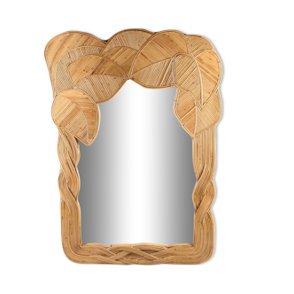 Natural rattan mirror