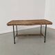 Table basse osier tressé et métal 1960