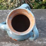 Vase with 3 handles in glazed terracotta Alsace early 20th century