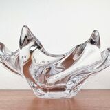 Large Modern Crystal Glass Fruit Bowl from the Mid-Century by Art Vannes, France, 1960s