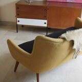 Danish sofa egg years free forms, vintage yellow