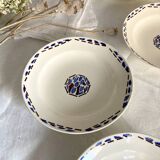 6 soup plates, ironstone from Longchamp, Arlette pattern, 1950s