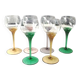 Set of 6 round stemmed glasses. Bohemian crystal. Floral twisted stem.