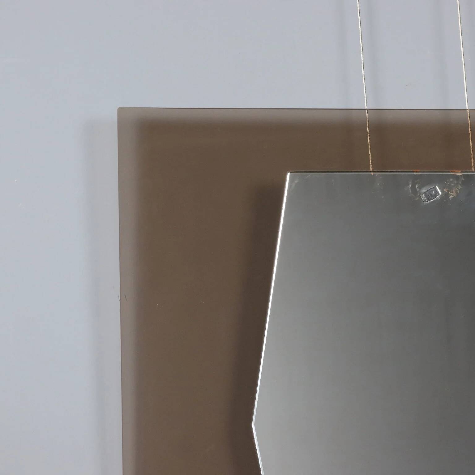 Vintage smoked glass mirror, Italian design, 1960s.