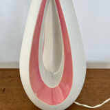 Organic design lamp in white and pink ceramic circa 1950