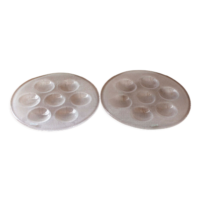 Lot de 2 assiettes à huitres Kosta Boda Sweden