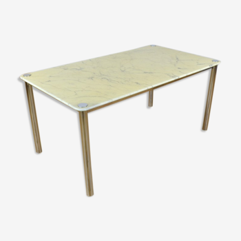 Table design vintage italien marbre et chrome 1970