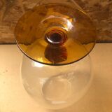 Ancien vase sur pied empoli verre pied orange vintage