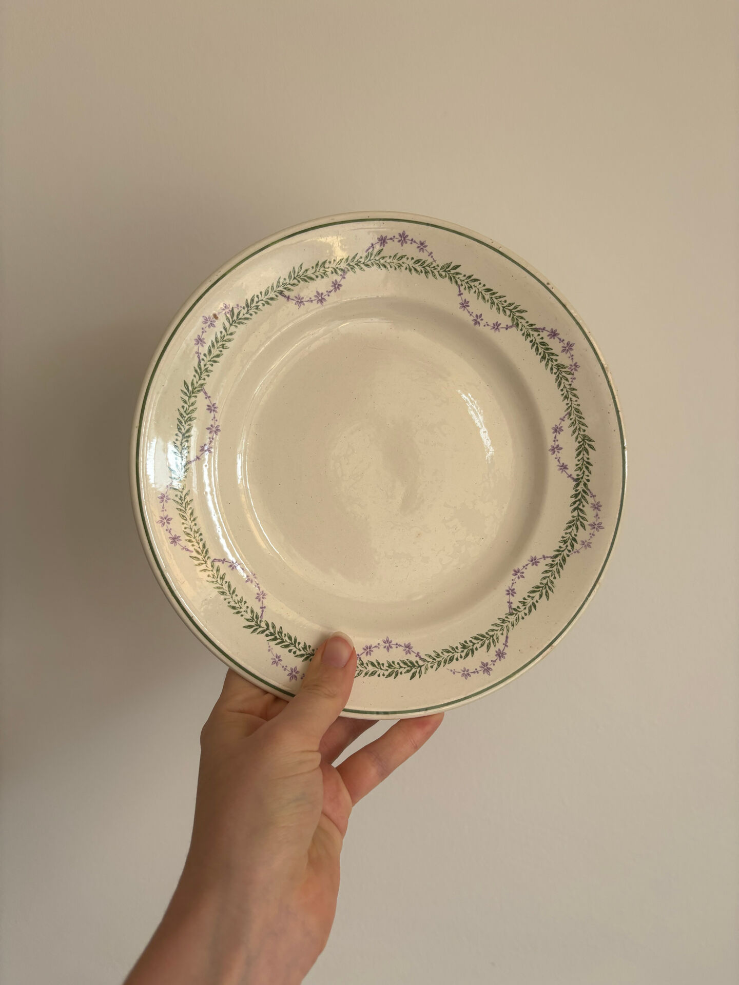 Set of 6 flat plates Longwy Loridan • French earthenware clay
