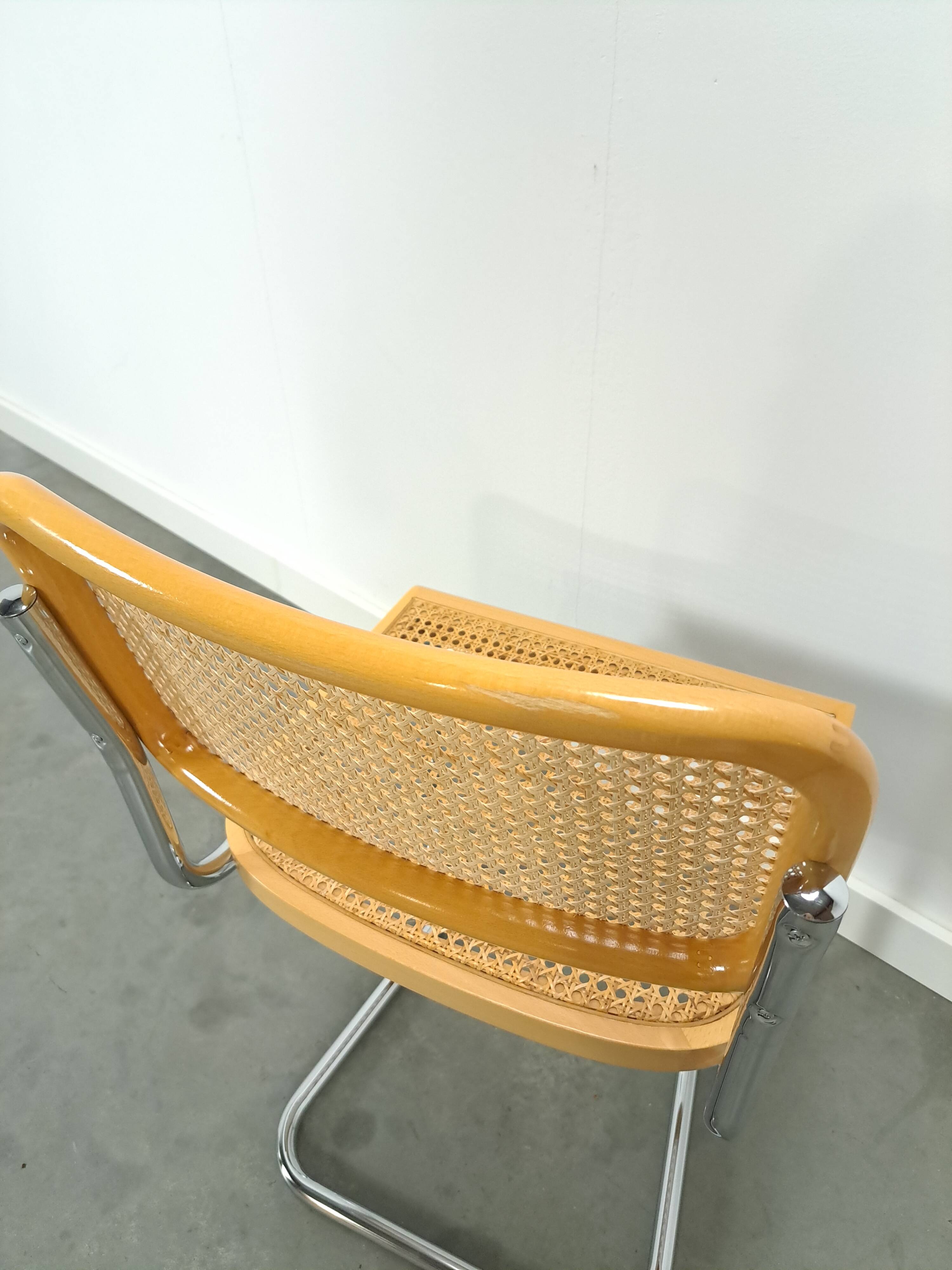 Italiaanse webbing set stoelen met chromen buisframe