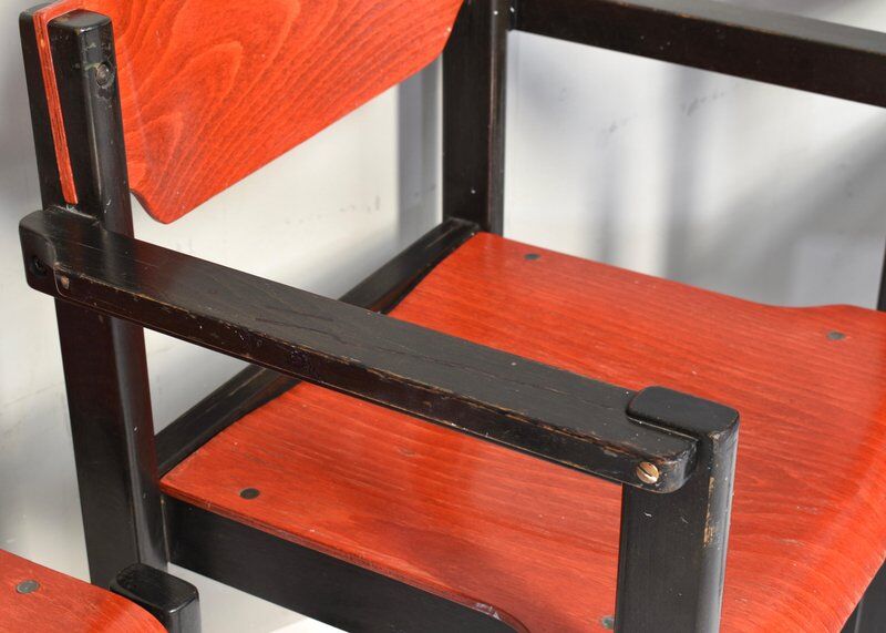 Italian postmodern stacking chairs in Sottsass style, Italy, 1970s, set of 14