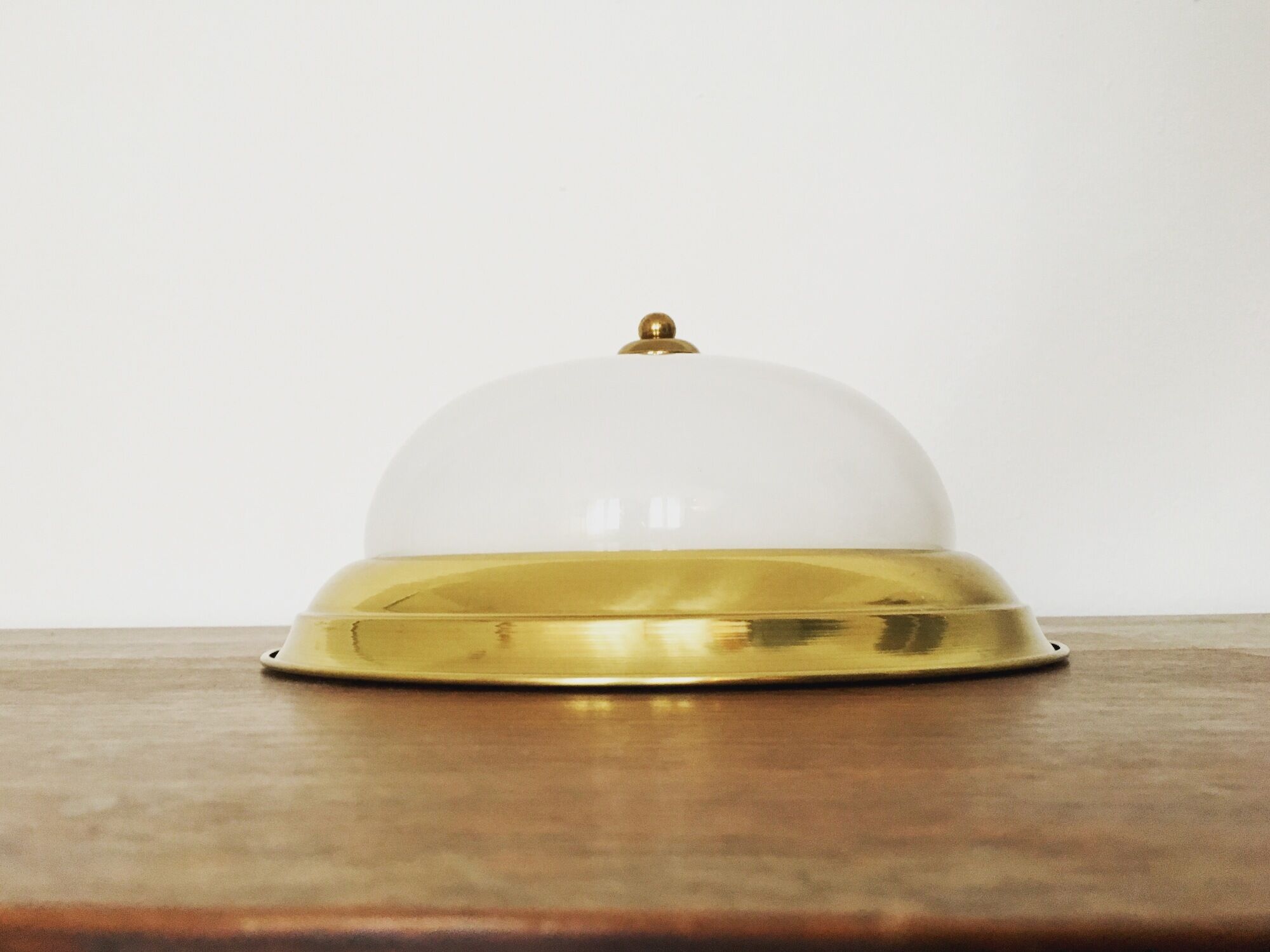 Brass and glass wall lamp or flush light