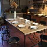 Wood and iron dining table