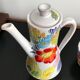 Vallauris coffee service engraved and hand painted - coffee maker and sugar pot fleuris vallauris