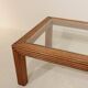 Rattan and glass coffee table - 60s/70s