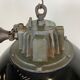 Black Enamel and Cast Iron Industrial Cage Pendant Light, 1950s
