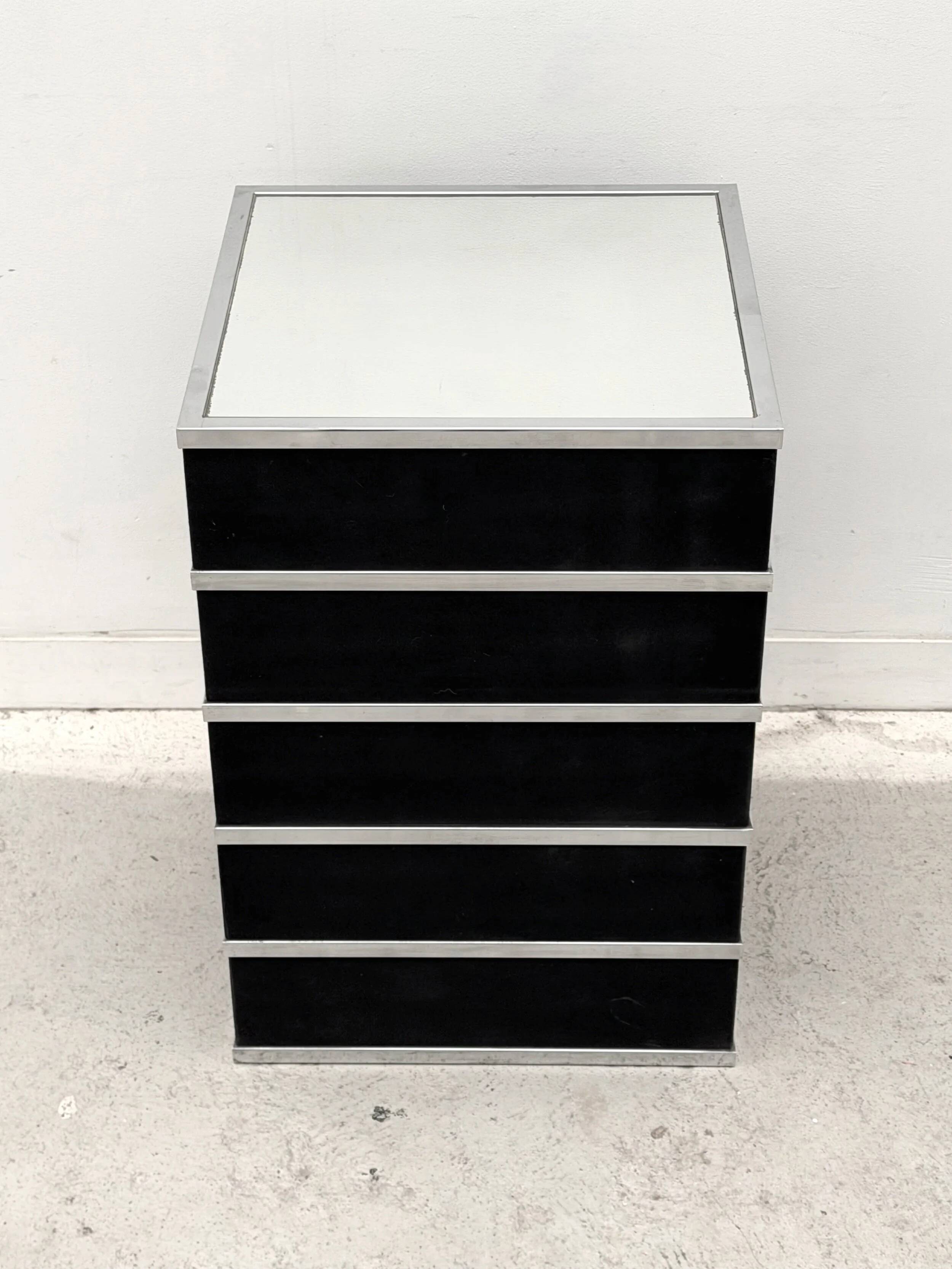 Mirror column, chrome and nubuck, 1970