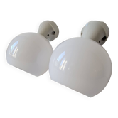 Duo of opaline and porcelain sconces