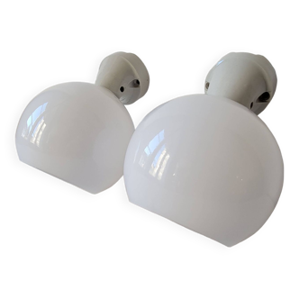 Duo of opaline and porcelain sconces
