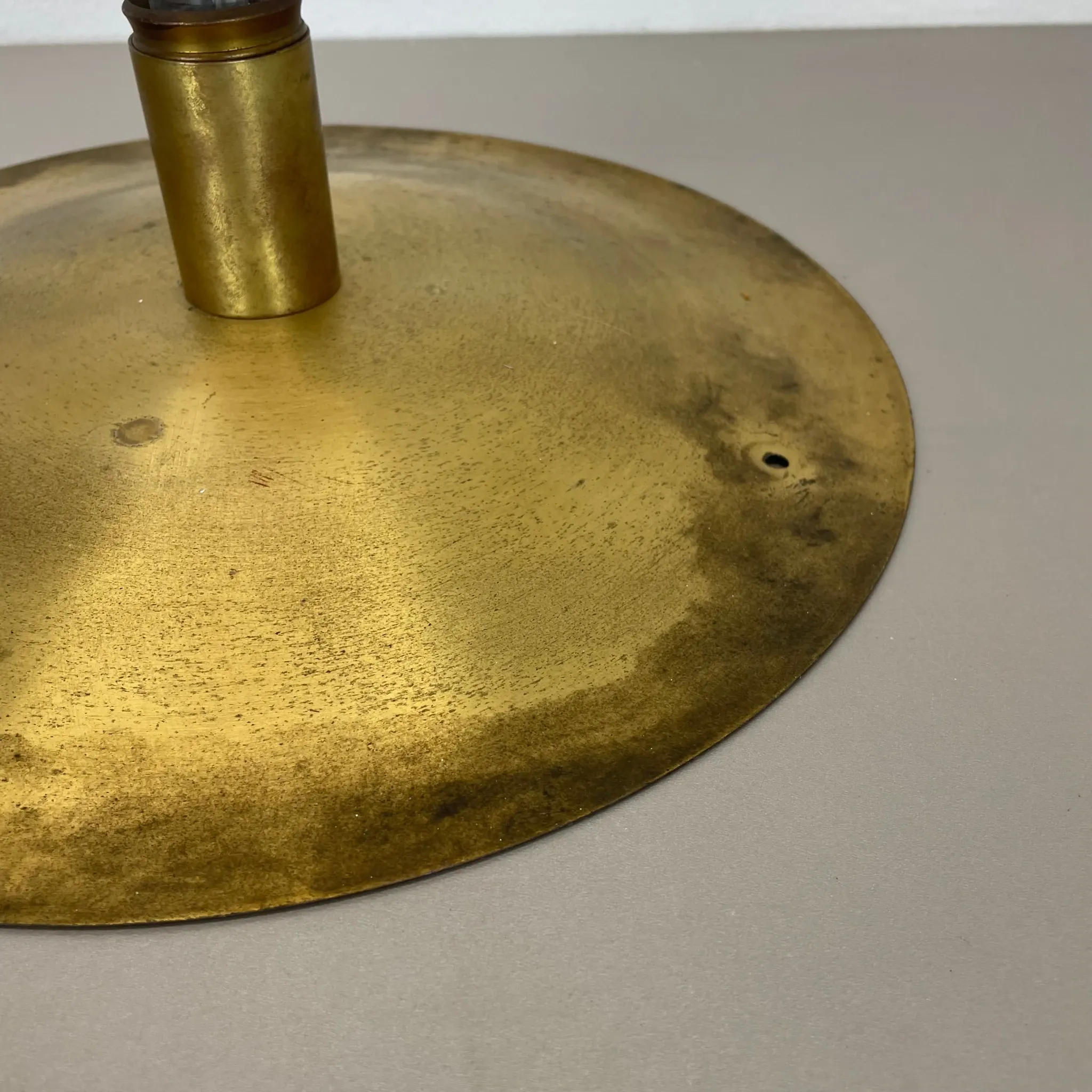 Wall-Ceiling Lamp made of Unique Brass in the Style of Gino Sarfatti, Flush Mount Lighting Italy 1950s