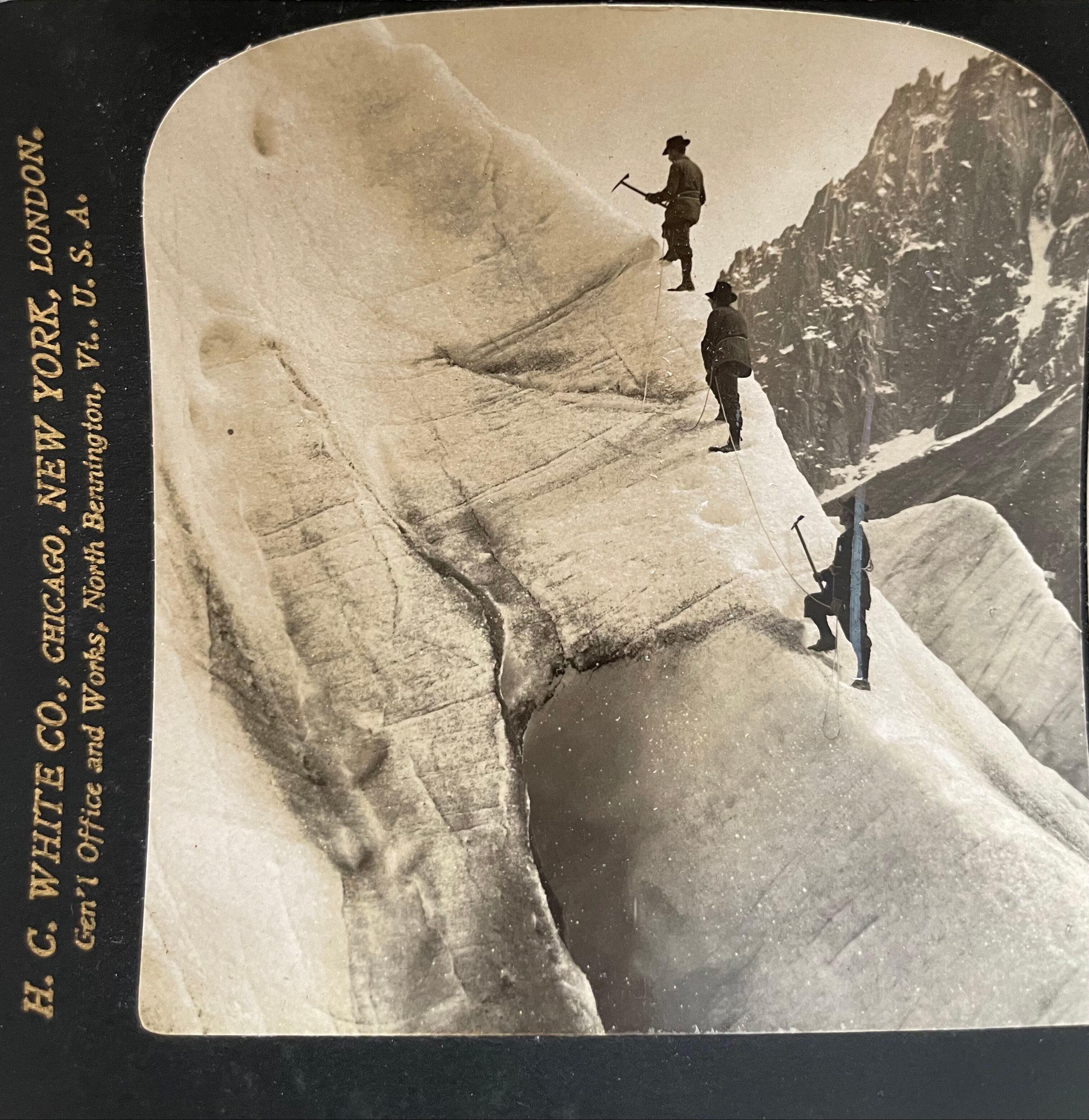 Old photography stereo, stereograph, luxury albumine 1903 Savoy Alps, Switzerland