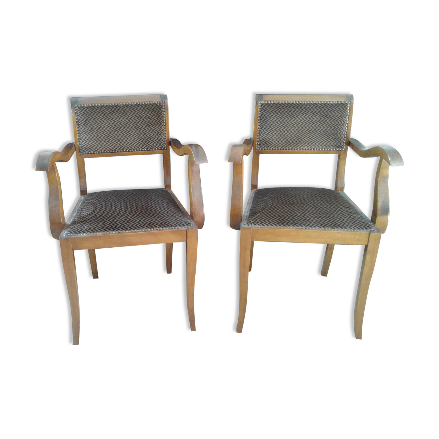 Pair Chair bridge.  Chocolate and beige velvet. Year 30