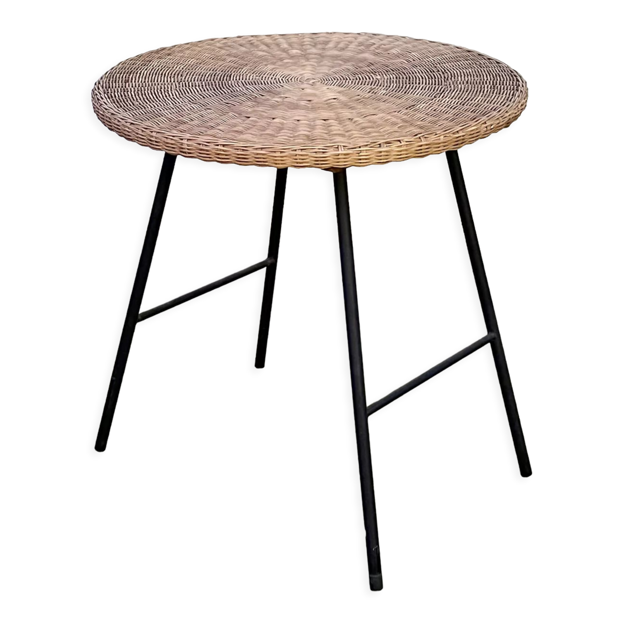 Vintage wicker side table from the 60s