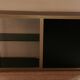 Console set and its mirror, black and gold, 80s