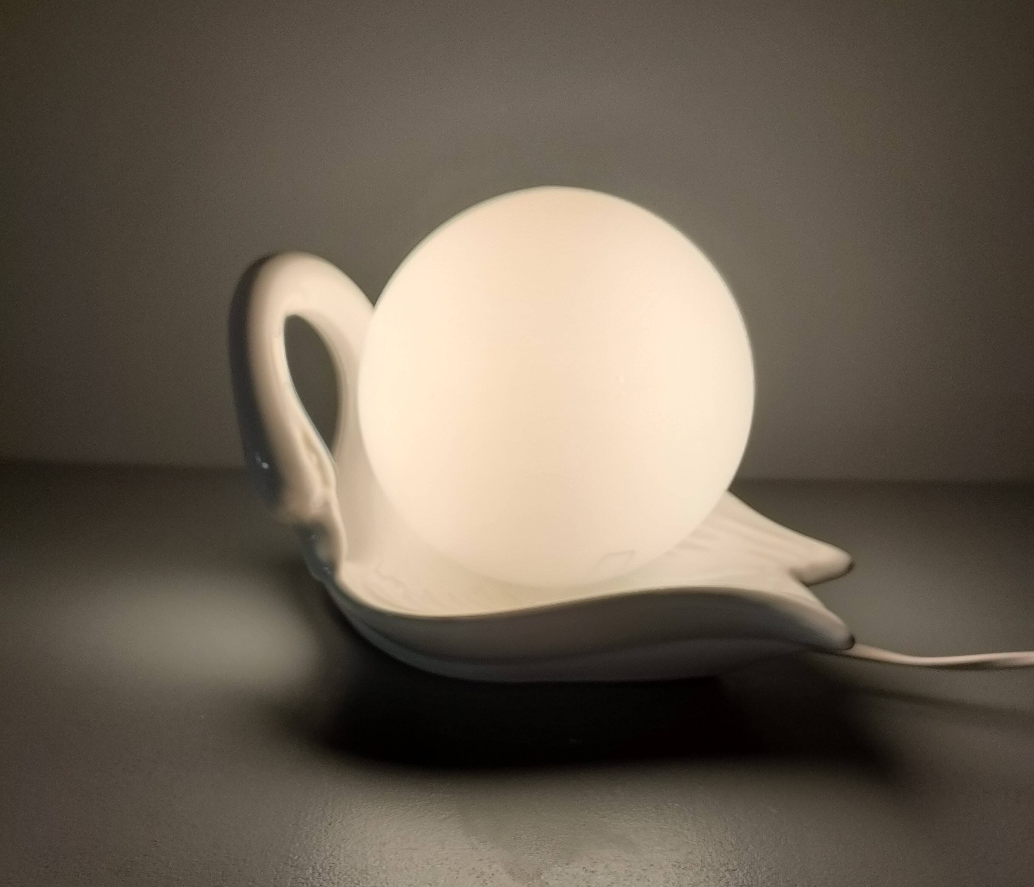 Ceramic swan lamp - Delfts Wit - 70s/80s - Netherlands