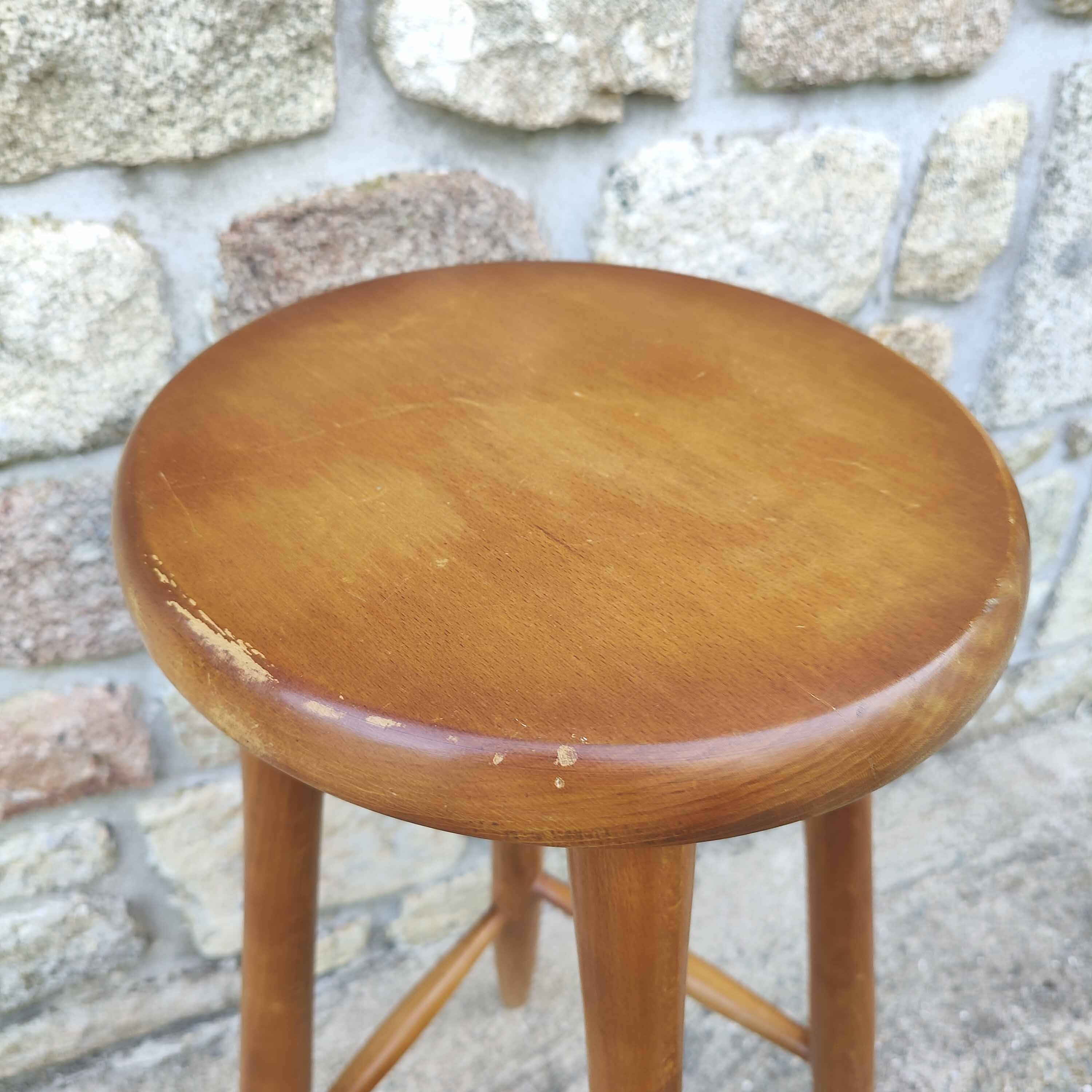 Pair of solid wood bar top stools
