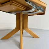 Antique octagonal solid wood extendable table, Girsberger design