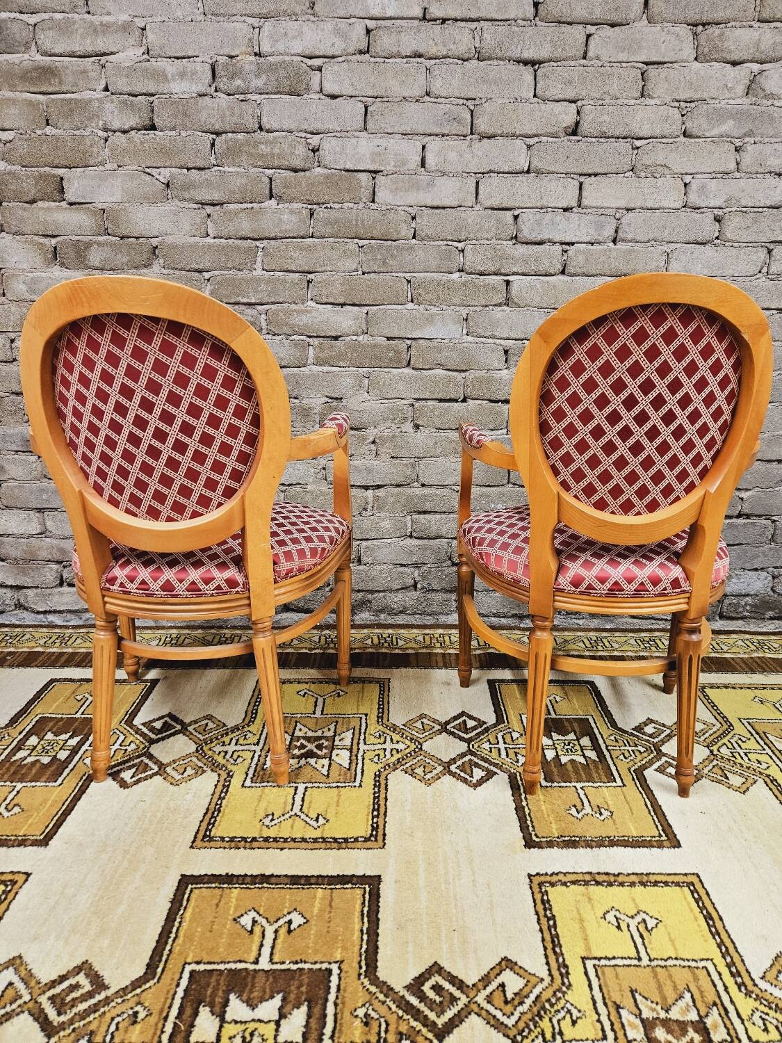 Pair of Louis XV style Medallion armchairs