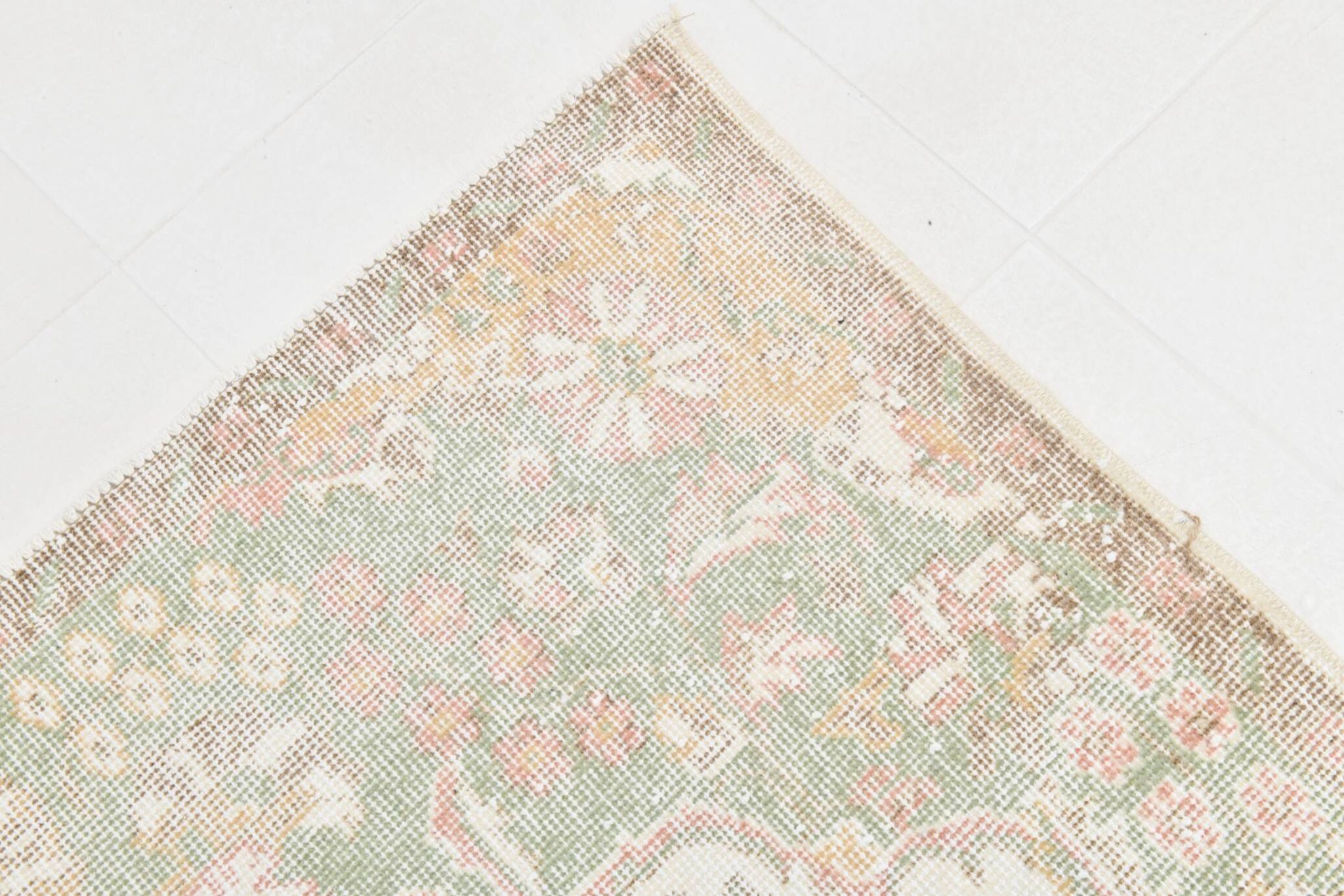 Tapis vintage à motif floral oriental beige et crème 6x11, 189x329 cm
