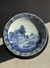 Vintage hollow circular plate in blue and white Boch pottery.