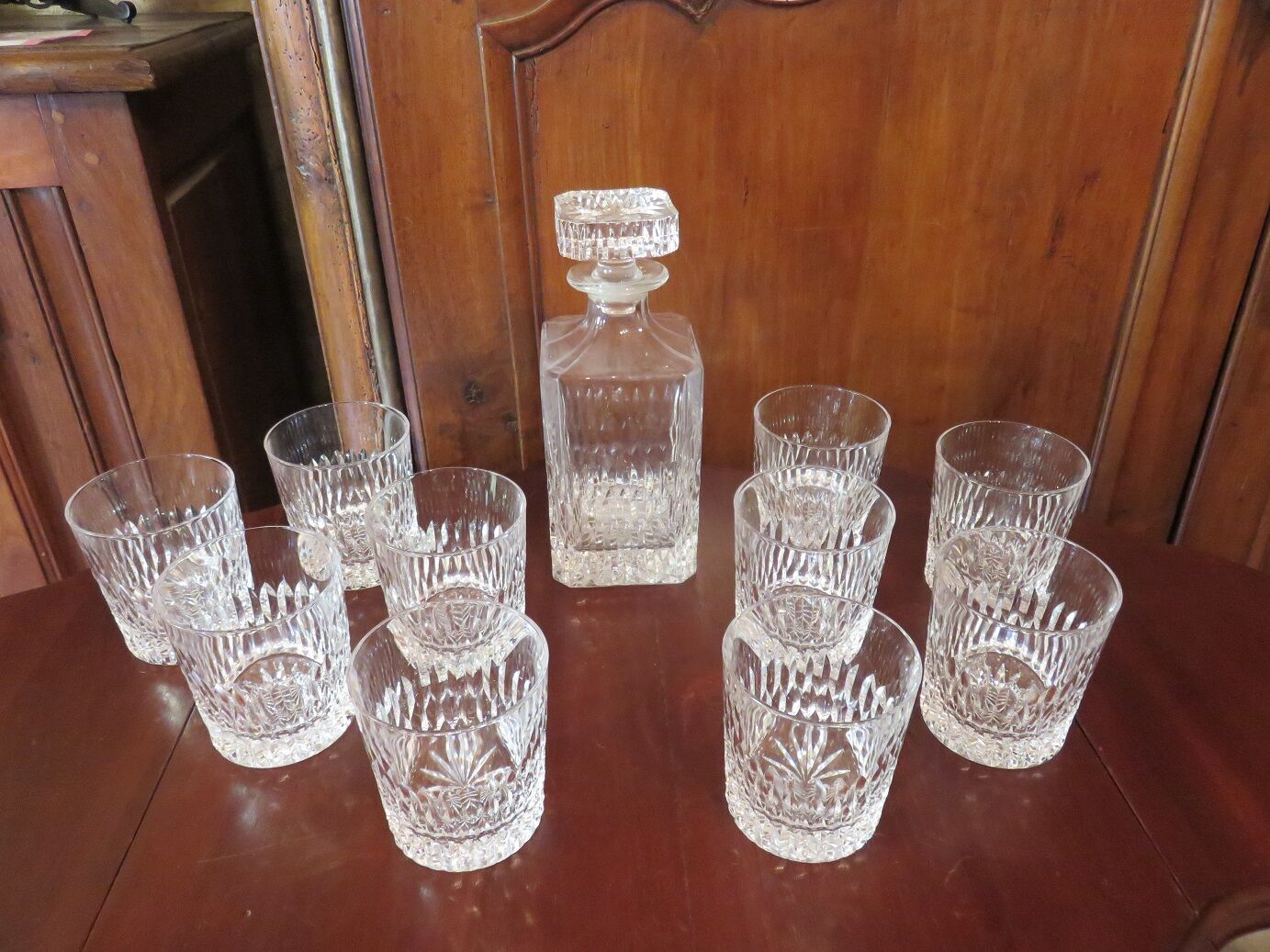 Carafe et 10 verres à whisky cristal