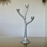 Modernist free-form candle holder in cast aluminum 1970
