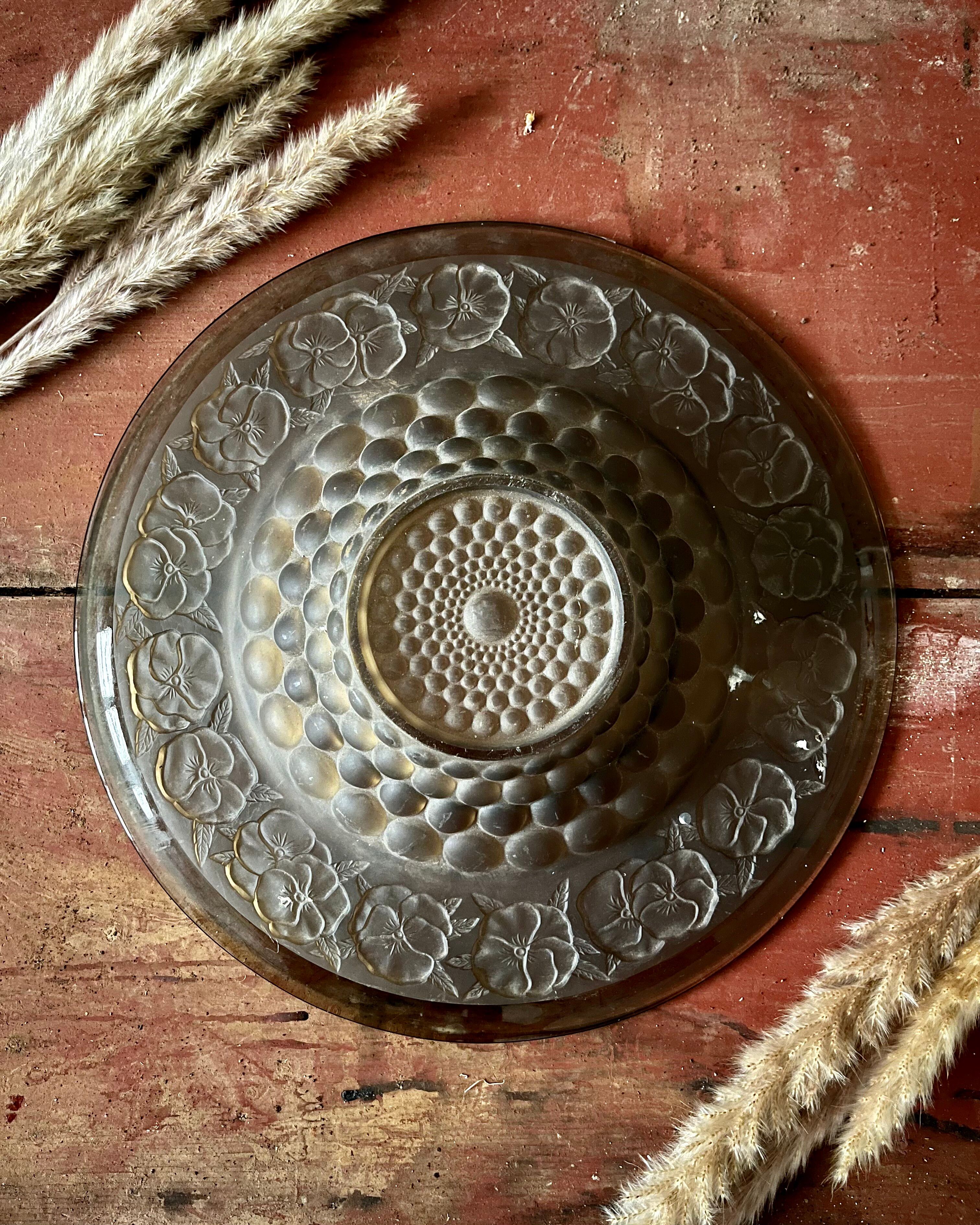 Art Deco plate in smoked glass