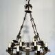 Wrought Iron Chandelier, 12 Lights, Gothic Style, French Work, circa 1