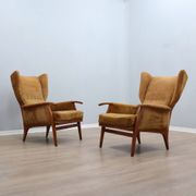 1950s Camea Italian reclining armchairs dralon velvet, set of 2