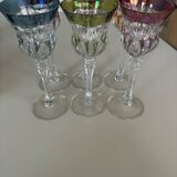 Set of 6 cut crystal liqueur glasses in colour – Bohemian style
