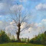 Painting Jean Paul Barre (born in 1954) HST "The end of winter" Landscape of Brière