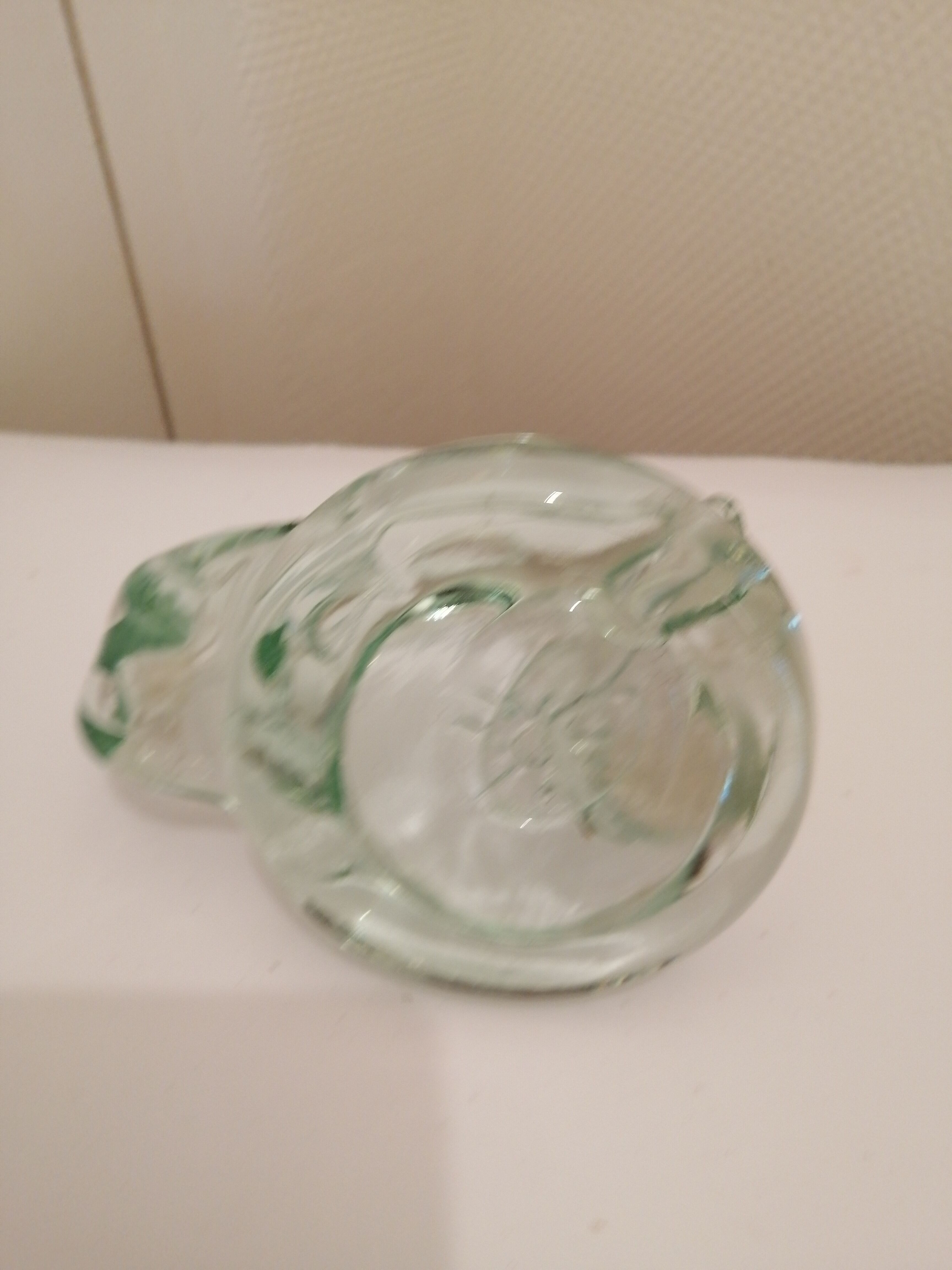 Transparent blown glass candle holder